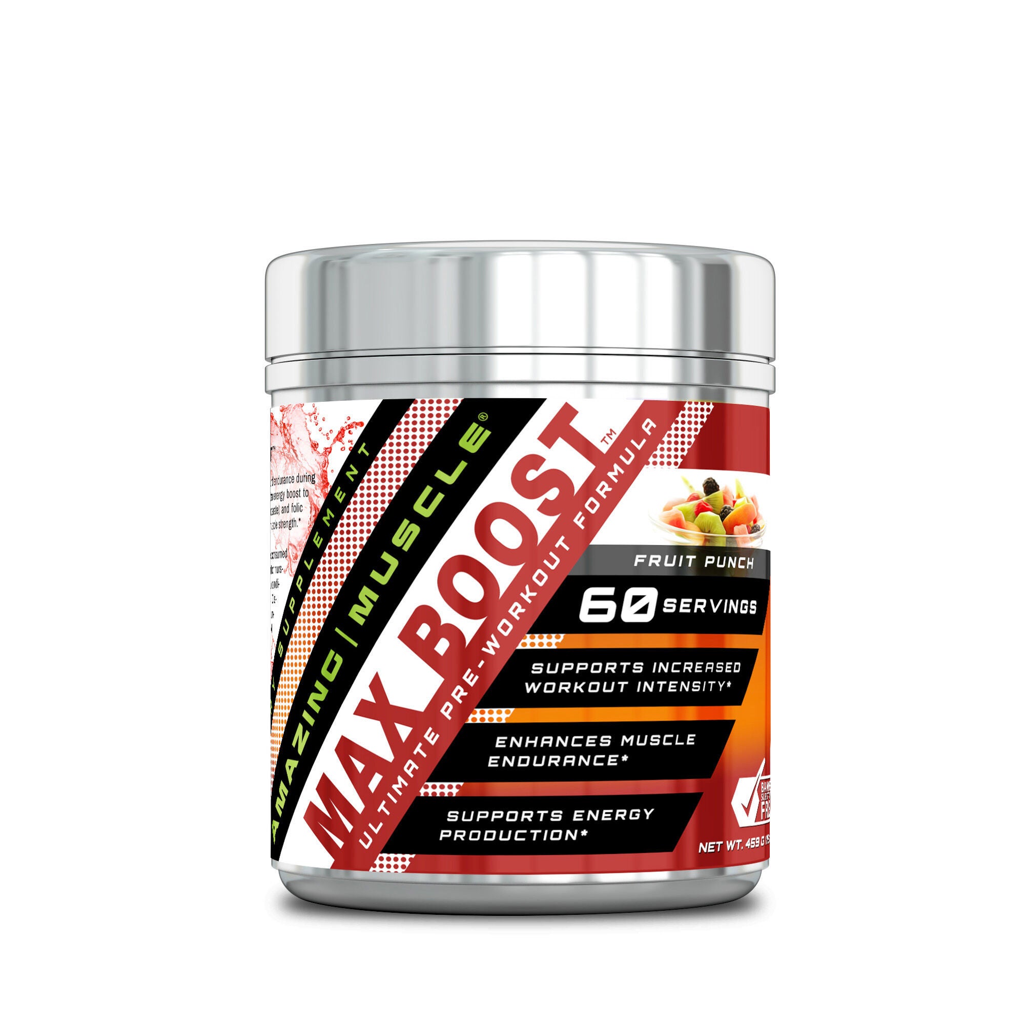 Amazing Nutrition Max Boost Ultimate Pre-Workout - Fruit Punch (60 Servings)